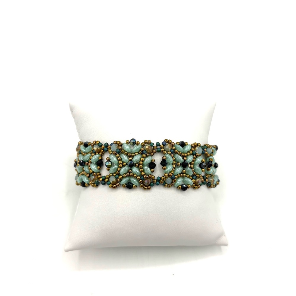 Hand Crafted Victorian Bracelet Aqua and Bronze - Picture 10 of 10